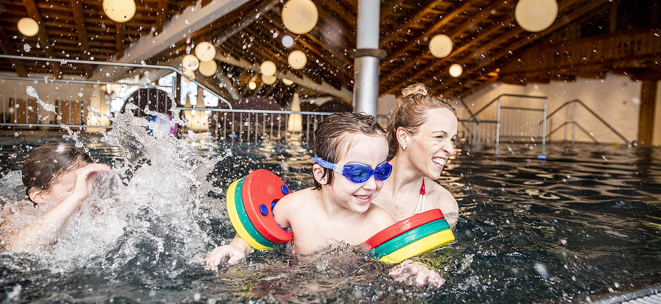 Paddling in the indoor pool