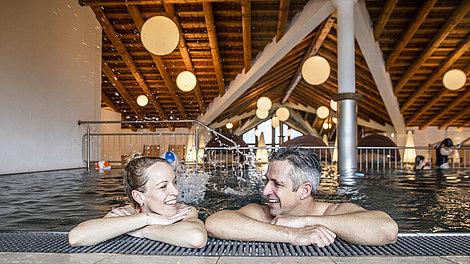 Parents in the indoor pool